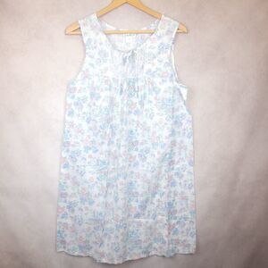 Vintage Spotlight White Floral Sleeveless Slip Nightgown Size Medium